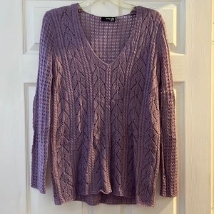 Light purple sweater. Lightweight sweater with cut out details